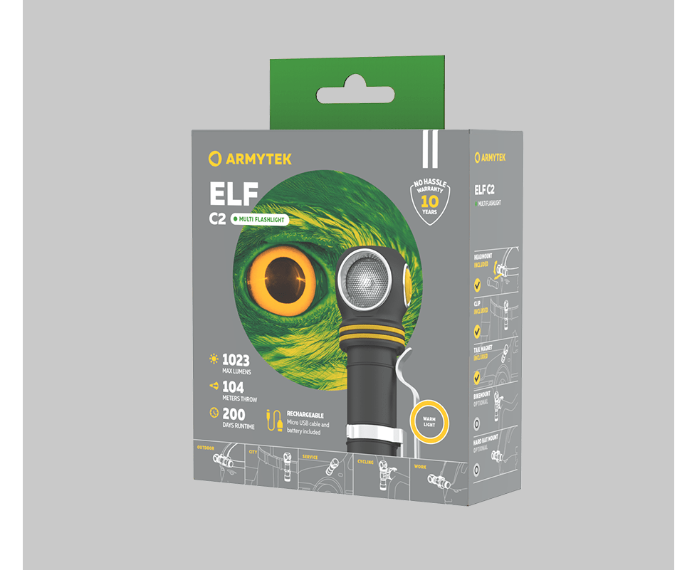 Armytek Elf C2 Micro-USB Multi Flashlight LH351D (Warm White) | Armytek