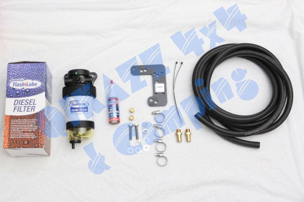 Flashlube Diesel Filter Kit 30 micron with Flat Bracket Kit for Toyota Landcruiser VDJ76, 78, 79 | Flashlube