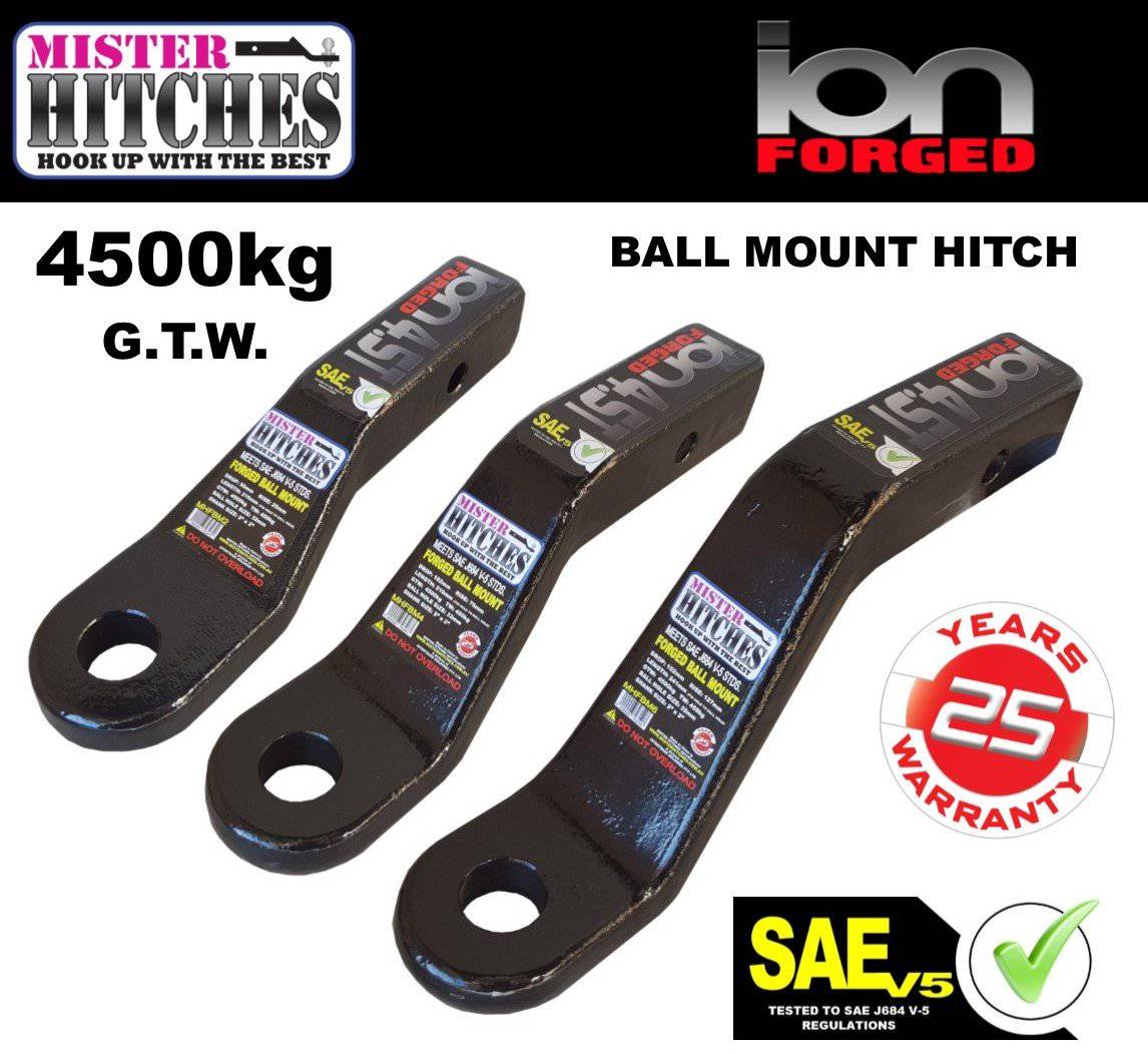Mister Hitches 4.5T ION Forged Ball Mount 2" DROP or 1" RISE MHFBM2 | Roadsafe