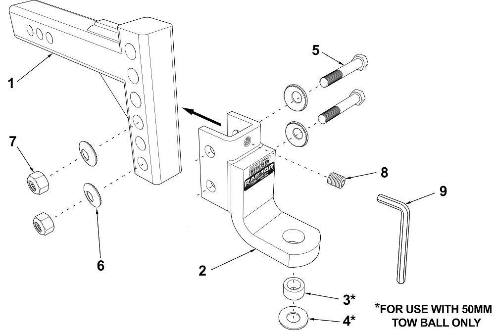 Mister Hitches RAPTOR 4500kg Super Duty Adjustable Ball Mount 16 STAGE MHABM45-1 | Roadsafe