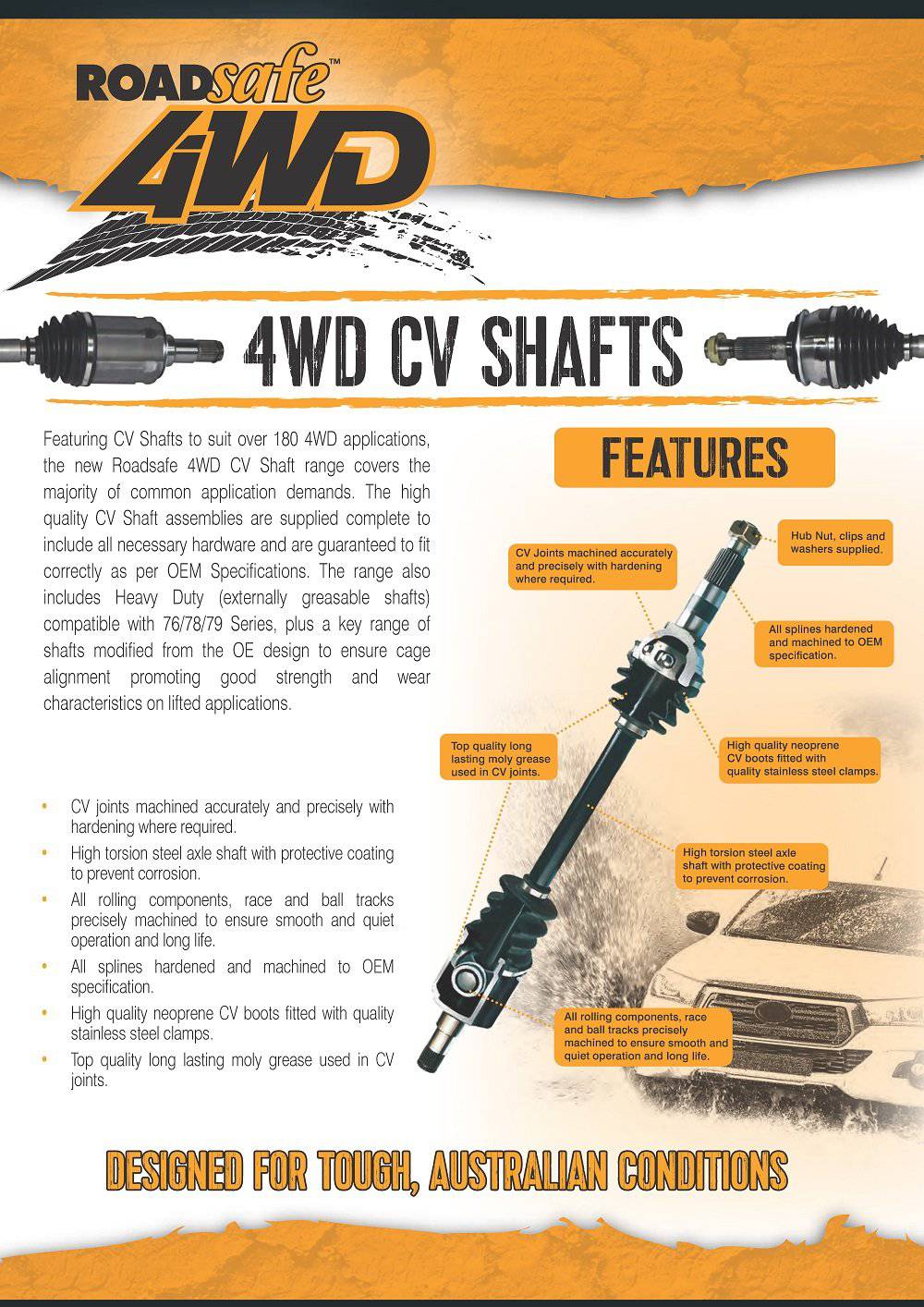 Roadsafe 4wd CV Shaft Ford Ranger PX 09/11-On - LHS Raised Height | Roadsafe