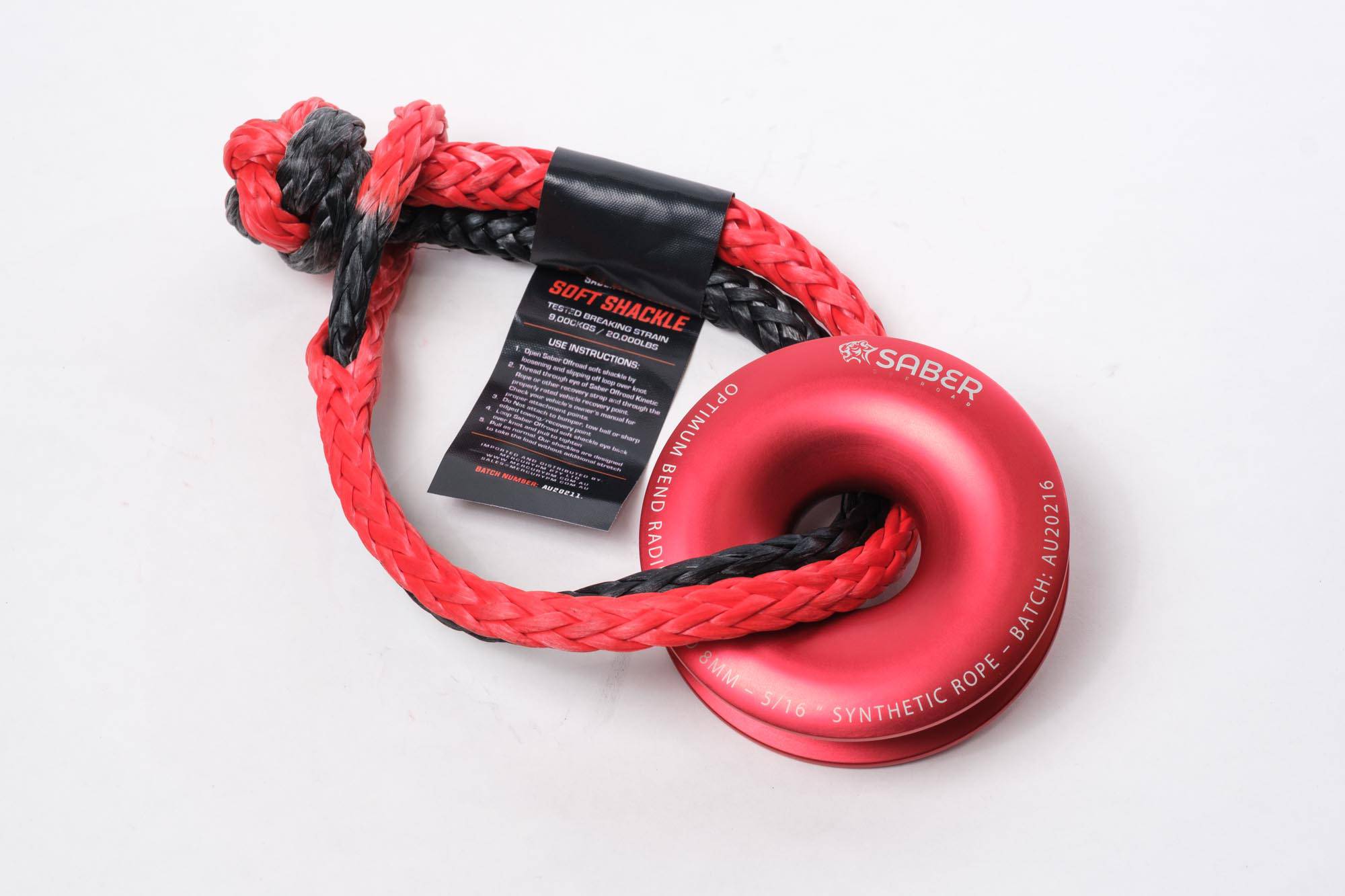 Saber Offroad Mini Ezy-Glide 5,000KG WLL Recovery Ring, Bag + 9000KG SaberPro Soft Shackle | Saber Offroad