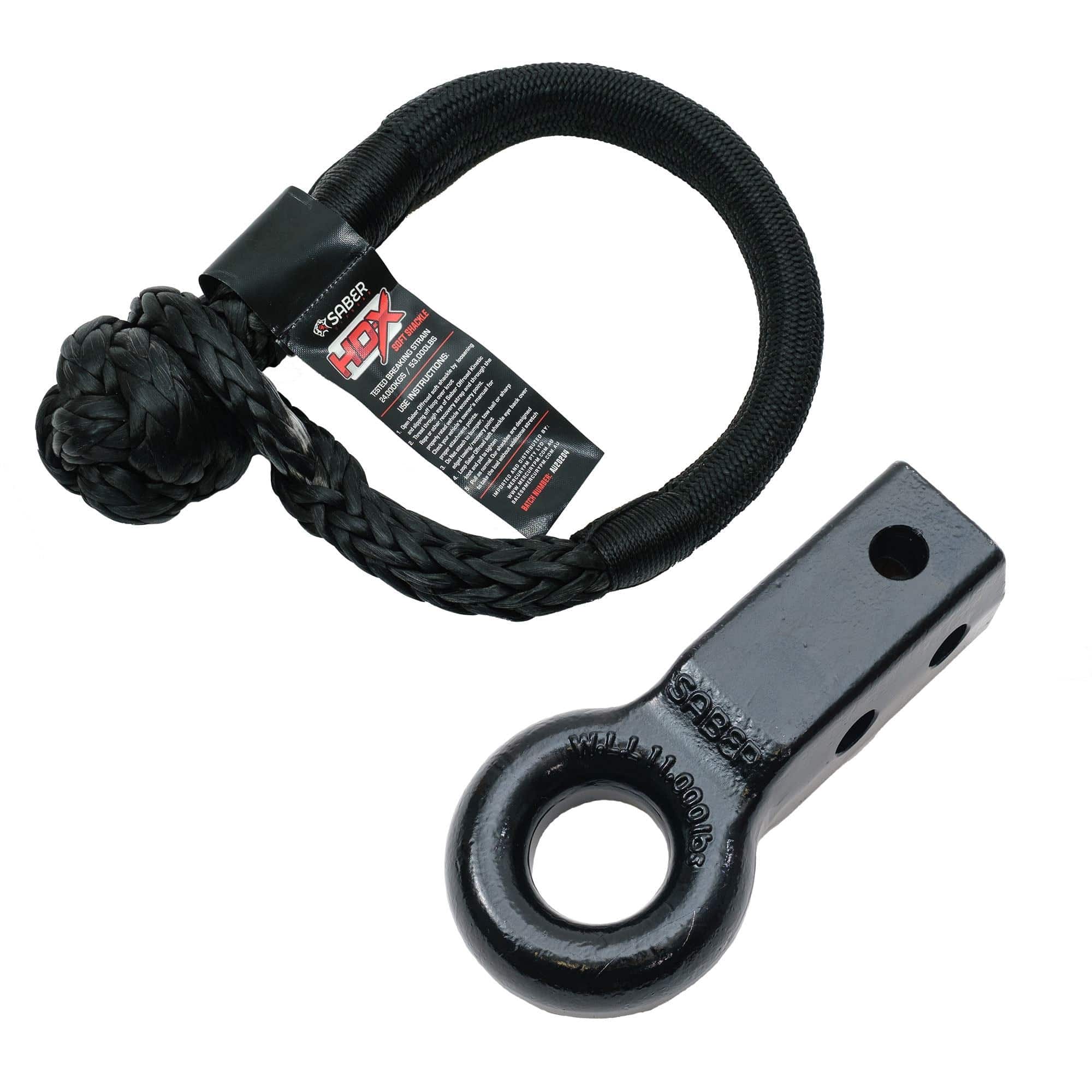 Saber Offroad Rope Friendly Recovery Hitch – Steel & 24K HDX Shackle | Saber Offroad