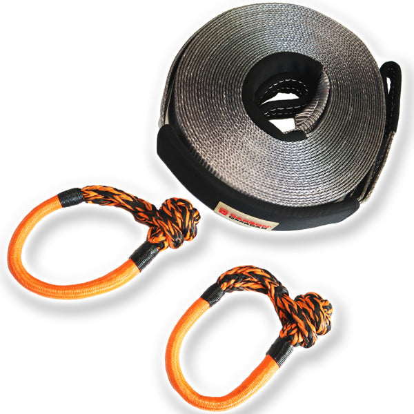 Carbon 20m 8T Winch Extension Strap and 2 x Soft Shackle Combo Deal - CW-COMBO-8TWES-MFSS 3