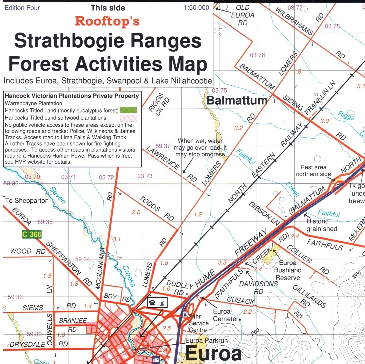 Rooftop's Benalla/Mansfield Map - Strathbogie  Ranges  on  Reverse | Rooftop