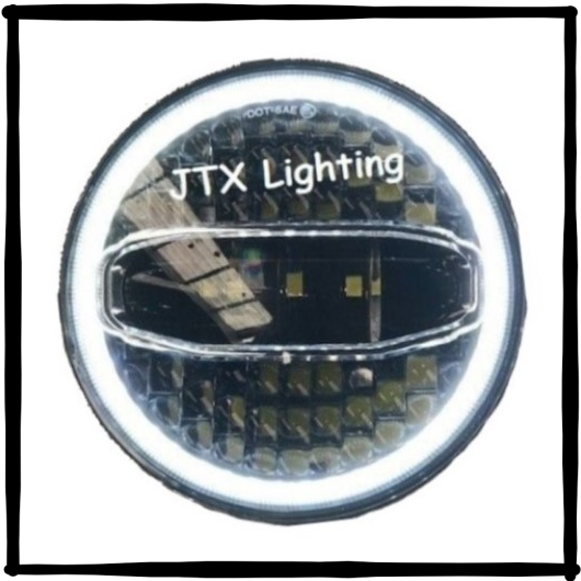 JTX Lighting 7" N7 LED Headlight Pair w White/Amber Halo | JTX Lighting