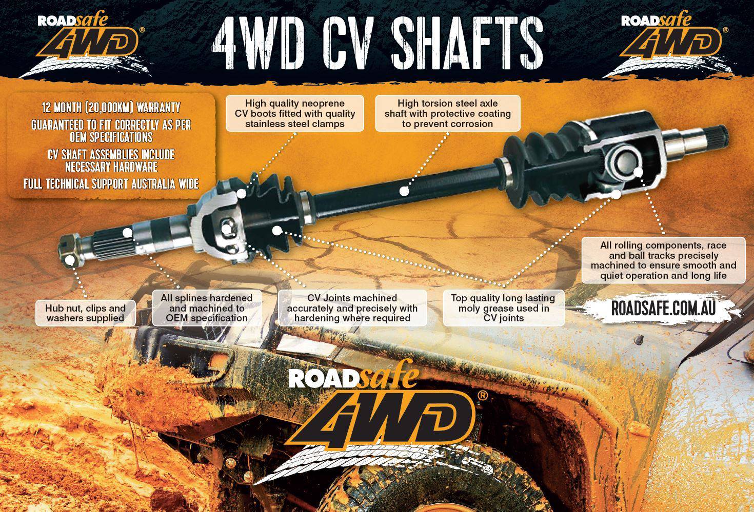 Roadsafe 4wd CV Shaft Mitsubishi Pajero NH NJ NK NL RHS | Roadsafe