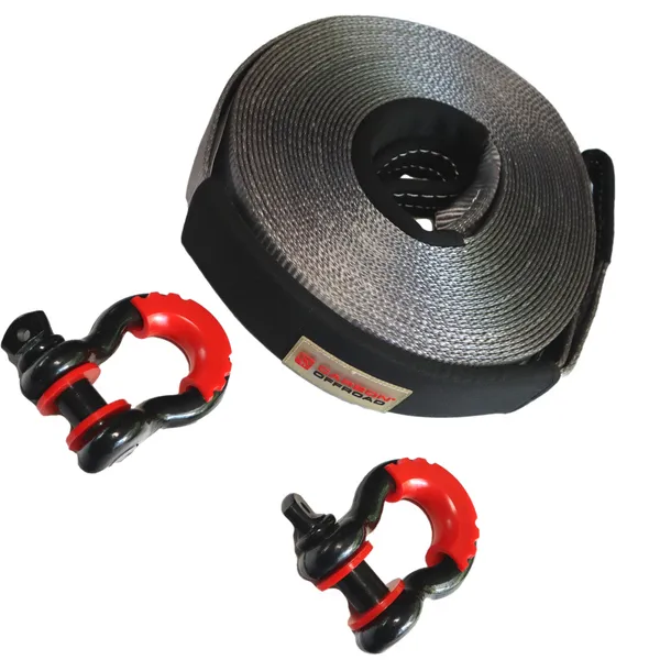 Carbon 20m 8T Winch Extension Strap and 2 x Bow Shackle Combo Deal - CW-COMBO-8TWES-SHAK45 7