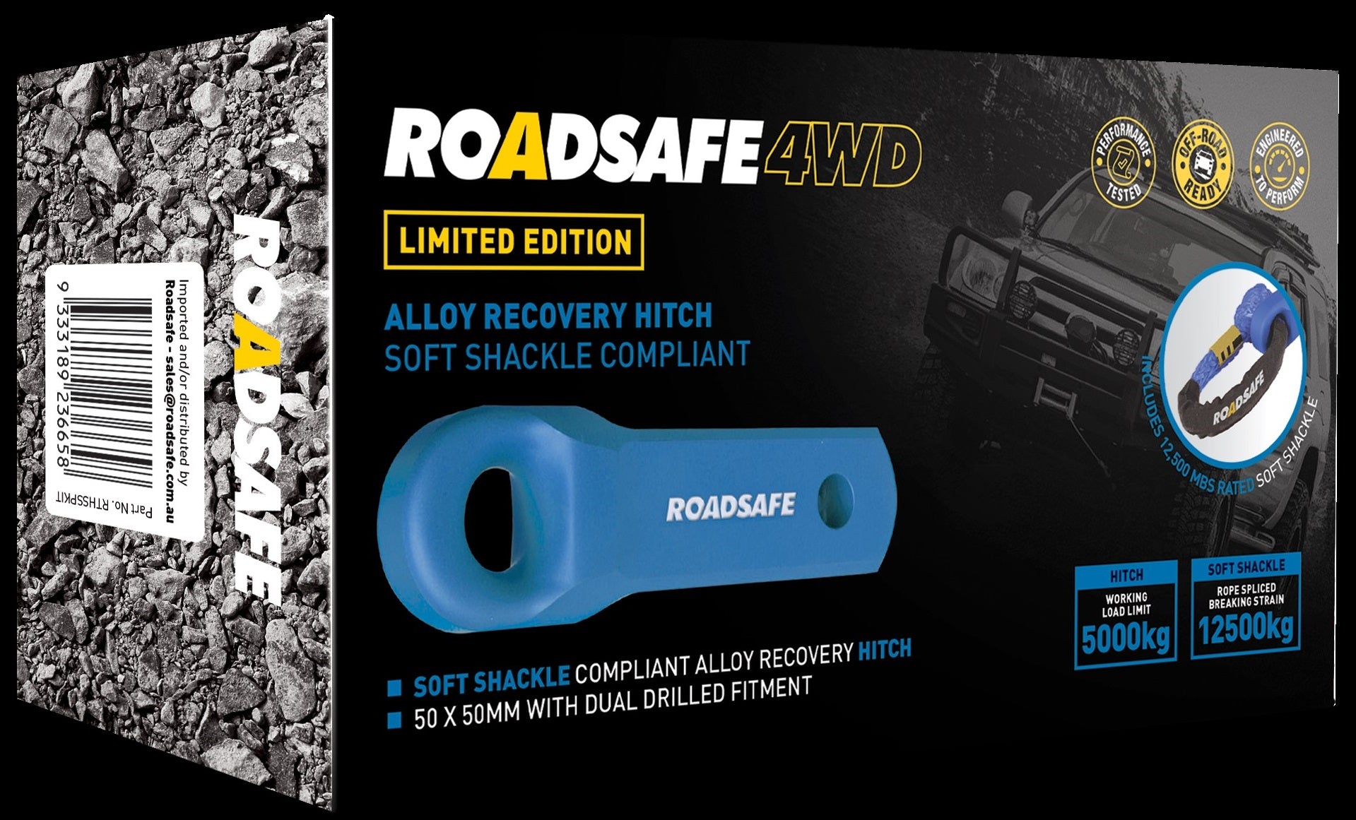 Roadsafe 4wd Alloy Recovery Hitch & Soft Shackle - Limited Edition Blue - Soft Shackle Compliant | Roadsafe