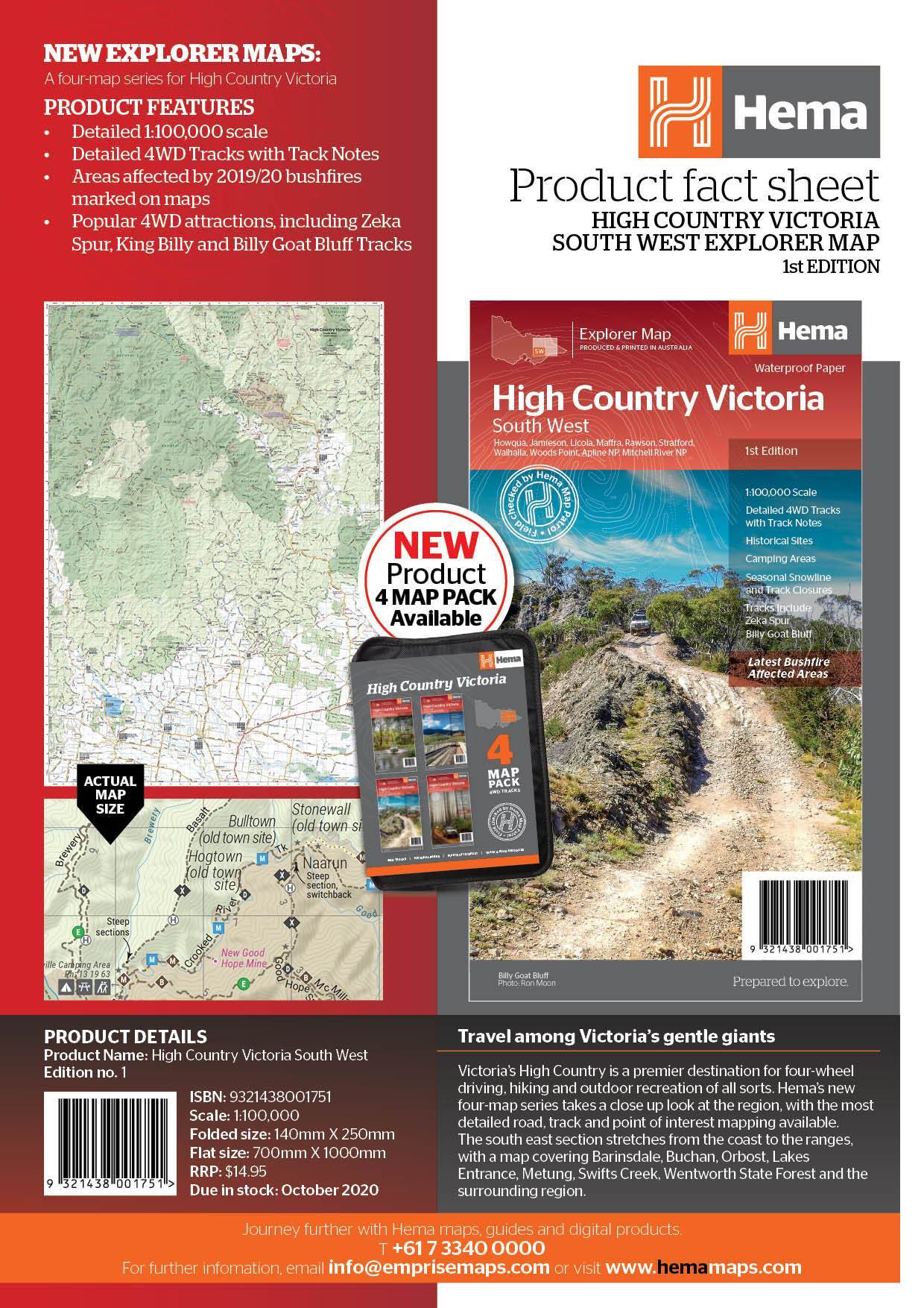 Hema The Victorian High Country - South Western Map 1st Edition | Hema